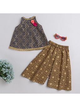 Many Frocks - Yellow Lace & Flower Embellished Kurta & Palazzo