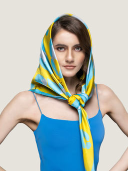 Waraq - Dreamy Pop Yellow Vegan Satin Square Scarf