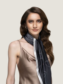 Waraq - Papillon Black Vegan Satin Square Scarf