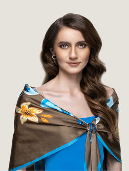 Waraq - Floritale Edit Martini Olive Vegan Satin Square Scarf