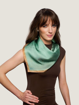 Waraq - Sea Green Deco Vegan Satin Square Scarf