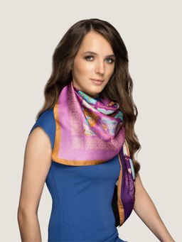Waraq - Amethyst Sands Jewel Square Vegan Satin Square Scarf