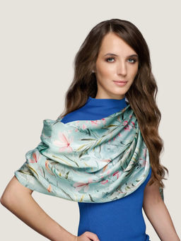 Waraq - Nature Flair Sea Green Vegan Satin Stole