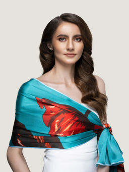 Waraq - Elf Teal Vegan Satin Stole