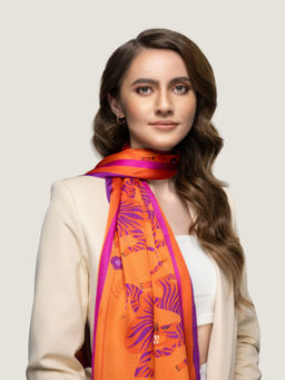 Waraq - Tangelo Tiger Vegan Satin Stole