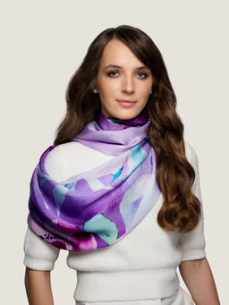 Waraq - Royal Plum Floritale Vegan Satin Stole