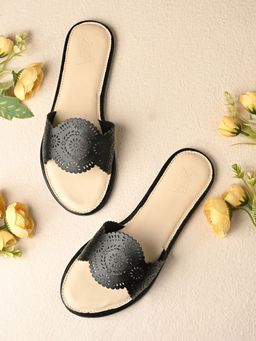 Zebba - Women Black Layrah Cutwork Flats