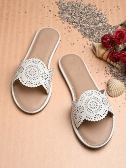 Zebba - Women White Layrah Cutwork Flats