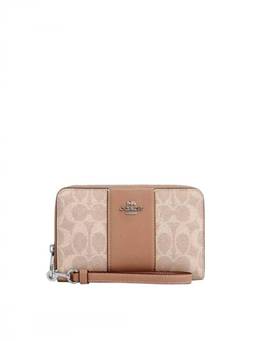 Coach - Beige Stripe Signature Wristlet