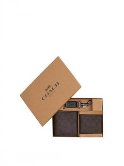 Coach - Dark Brown Signature Wallet Set