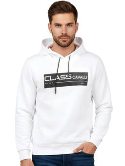 Cavalli Class - White Logo Print Hoodie