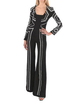 Philipp Plein - Black Rhinestone Geometric Jumpsuit