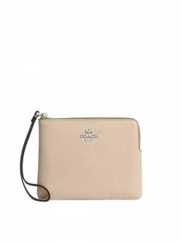 Coach - Beige Solid Logo Wristlet