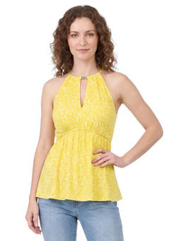 Michael Kors - Yellow Printed Halter Neck Top