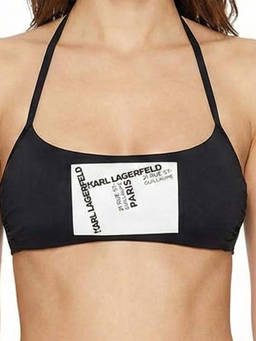 Karl Lagerfeld - Black Logo Halter Neck Bikini Top (XS)