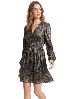 Michael Kors - Black V Neck Pleated Mini Dress