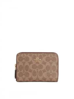 Coach - Brown Signature Zip Around Wallet