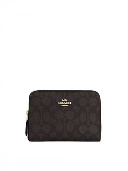 Coach - Dark Brown Signature Zip Around Wallet