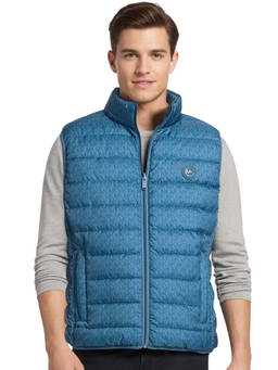 Michael Kors - Blue Stand Collar Logo Vest (XL)