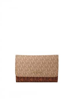 Michael Kors - Brown Signature Logo Tri-Fold Wallet