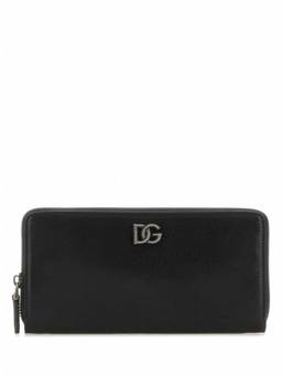 Dolce&Gabbana - Black Logo Zip Around Solid Wallet