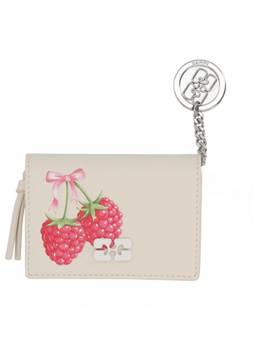 Ganni - Beige Raspberry Printed Wallet