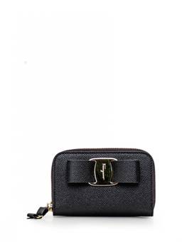 Ferragamo - Black Textured Logo Wallet