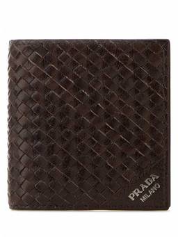 PRADA - Dark Brown Minuteria Woven Wallet