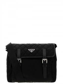 PRADA - Black Logo Medium Shoulder Bag