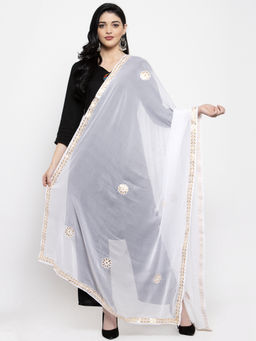 Clora Creation - White Chiffon Gotta Patti Work Dupatta