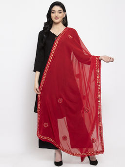 Clora Creation - Maroon Chiffon Gotta Patti Work Dupatta
