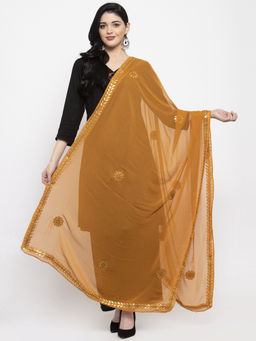 Clora Creation - Mustard Chiffon Gotta Patti Work Dupatta