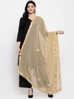 Clora Creation - Fawn Chiffon Gotta Patti Work Dupatta