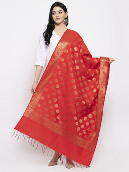 Clora Creation - Red Banarasi Gold Zari Weaving Work Dupatta