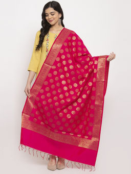 Clora Creation - Magenta Banarasi Gold Zari Weaving Work Dupatta