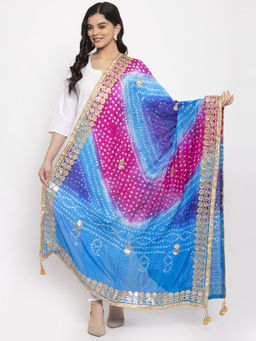 Clora Creation - Multicolour Bandhani Tie-Dye with Gotta Patti Work Dupatta