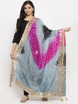 Clora Creation - Multicolour Bandhani Tie-Dye with Gotta Patti Work Dupatta