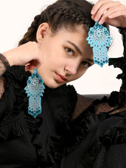 Odette - Extensive Blue Coloured Beadwork Earrings