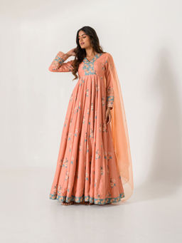 Pasha India - Scarlet Peach Anarkali Suit (Set of 3)