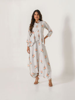 Pasha India - Grey Peplum Dhoti Jumpsuit