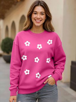 Bewakoof - Women Pink Floral Printed Oversized Sweatshirt