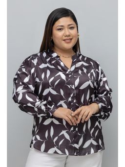 PURYS PLUS - Blue Floral Print Satin Shirt