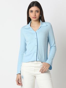 Spykar - Glacial Blue Slim Fit Shirts for Women