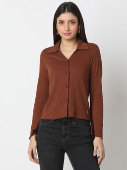 Spykar - Sepia Brown Slim Fit Shirts for Women
