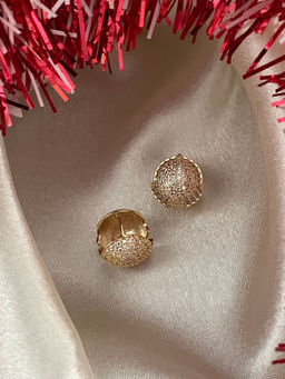 Digital Dress Room - Gold-Plated Cz and Ad Round Stud Earrings for Women