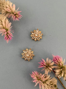 Digital Dress Room - Gold-Plated Cz Flower Ad Stud Earrings for Women