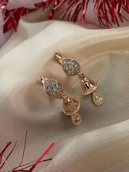 Digital Dress Room - Gold-Plated Cz Bell Design Drop Earrings for Women