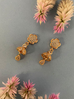 Digital Dress Room - Gold-Plated Flower Bell Design Drop Earrings for Women