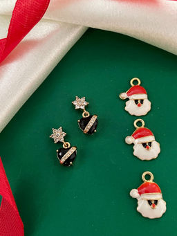 Digital Dress Room - Gold-Plated Cz Black Colour Heart Drop Earrings for Women