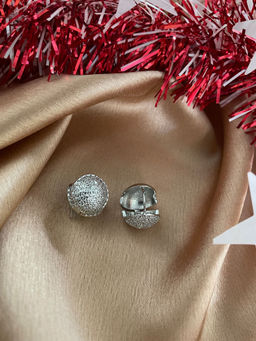 Digital Dress Room - Silver-Plated Cz Round Stud Earrings for Women